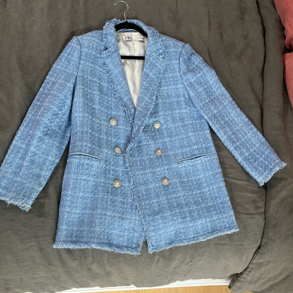 Baby blue oversized Zara blazer